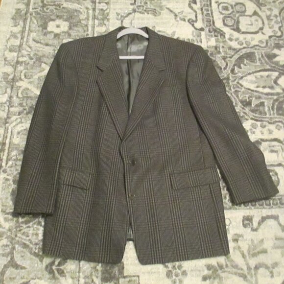VTG Karl Lagerfeld Blazer Mens 44 REG GREY Textured Classic Tweed Wool Notch COL - Picture 1 of 12